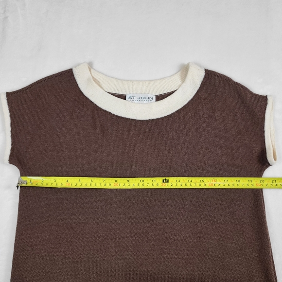 St John collection knit Crème And Brown Dress. Sz S - Picture 9 of 9